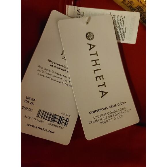 NWT Athleta Conscious Crop bra - 2X D-DD - candy red - 2X D/DD - Picture 4 of 4